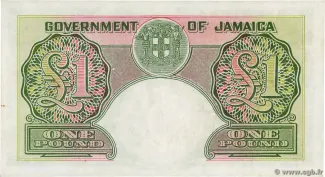 Jamaica 1 Pound, 1942-1960 reverse