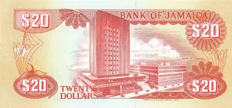 Jamaica 20 Dollars, 1985-1999 reverse
