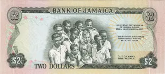 Jamaica 2 Dollars, 1970 reverse