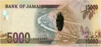 Jamaica 5.000 Dollars, 2009-2010 reverse