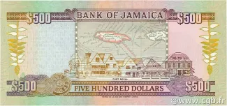 Jamaica 500 Dollars, 1994-1999 reverse