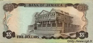 Jamaica 5 Dollars, 1970 reverse