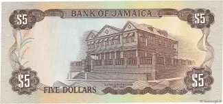 Jamaica 5 Dollars, 1976 reverse