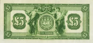 Jamaica 5 Pounds, 1921-1938 reverse