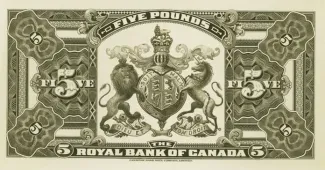 Jamaica 5 Pounds, 1938 reverse