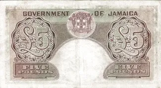 Jamaica 5 Pounds, 1942 reverse