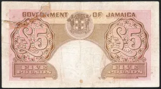 Jamaica 5 Pounds, 1952-1957 reverse