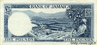 Jamaica 5 Pounds, 1967 reverse
