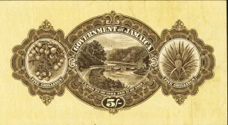 Jamaica 5 Shillings, 1918 reverse