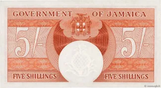 Jamaica 5 Shillings, 1960 reverse