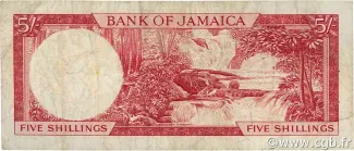 Jamaica 5 Shillings, 1961 reverse