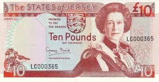 Jersey 10 Pounds, 1993-2000 obverse