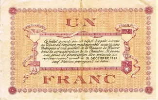 Jura, Department of 1 Franc, 1922 reverse