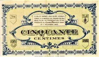 Jura, Department of 50 Centimes, 1920 reverse