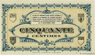 Jura, Department of 50 Centimes, 1920 reverse