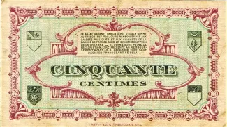 Jura, Department of 50 Centimes, 1922 reverse