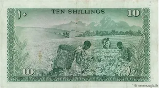 Kenya 10 Shillings, 1966-1968 reverse
