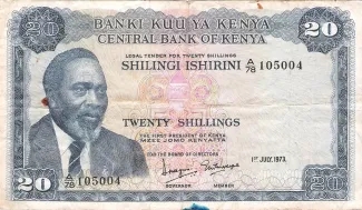 Kenya 20 Shillings, 1969-1973 obverse