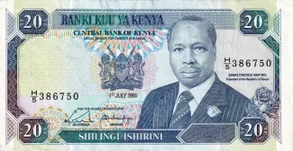 Kenya 20 Shillings, 1988-1992 obverse