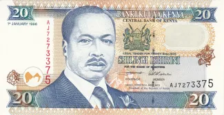 Kenya 20 Shillings, 1996-1998 obverse