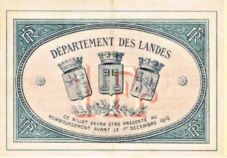Landes, Department of 1 Franc, 1914 reverse