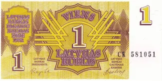 Latvia 1 Rublis, 1992 image