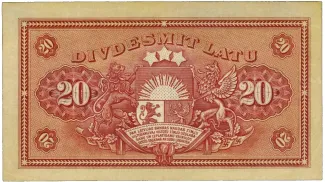 Latvia 20 Latu, 1924 reverse