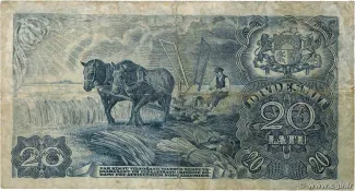 Latvia 20 Latu, 1940 reverse