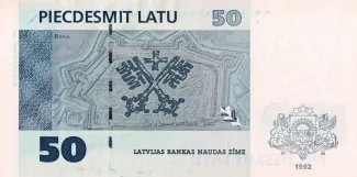 Latvia 50 Latu, 1992 reverse