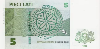 Latvia 5 Lati, 1996-2001 reverse