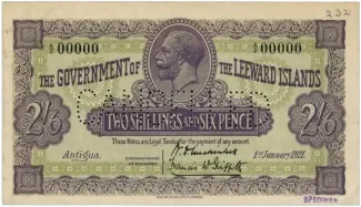 Leeward Islands 2 Shillings and 6 Pence, 1921 image