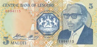 Lesotho 5 Maloti, 1989