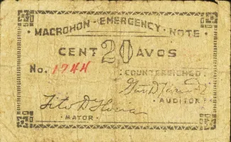 Leyte 20 Centavos, 1941-1945 reverse