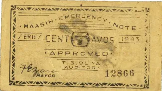 Leyte 5 Centavos, 1943 reverse