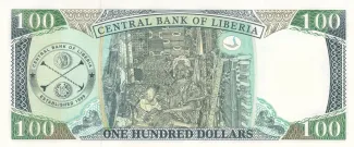 Liberia 100 Dollars, 2003-2011 reverse