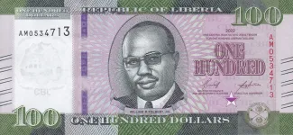 Liberia 100 Dollars, 2021-2022 obverse