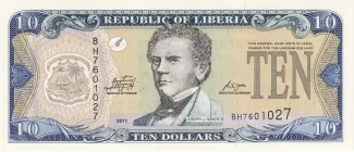 Liberia 10 Dollars, 2003-2011 obverse