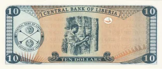 Liberia 10 Dollars, 2003-2011 reverse