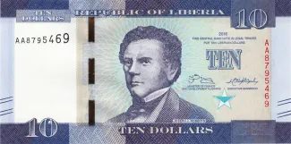 Liberia 10 Dollars, 2016-2017 obverse