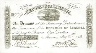 Liberia 1 Dollar, 1876-1880 obverse