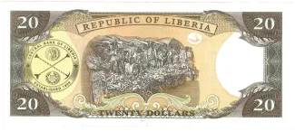 Liberia 20 Dollars, 1999-2002 reverse