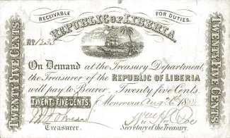 Liberia 25 Cents, 1880 obverse