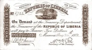 Liberia 2 Dollars, 1876-1880 obverse