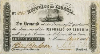 Liberia 3 Dollars, 1862-1864 obverse