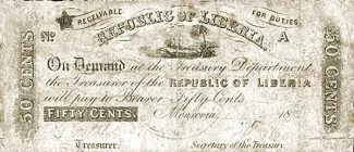 Liberia 50 Cents, 1876 obverse