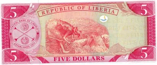 Liberia 5 Dollars, 1999-2002 reverse