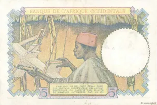 Libya 5 Francs, 1936-1938 reverse