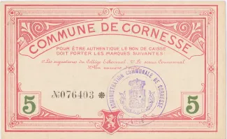 Liège (Cornesse) 5 Francs, 1915 reverse