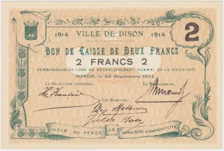 Liège (Dison) 2 Francs, 1914