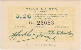 Liège (Spa) 20 Centimes, 1915